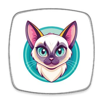 Siamkatze Rasse Karikatur Kawaii Tier Haustier - Viereckiger Kühlschrankmagnet - Weiß - Vorne