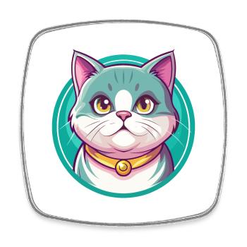 British Shorthair Chat Race Dessin animé Kawaii Animal - Magnet carré - blanc - Devant