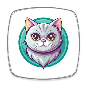 Anglais argent chat race dessin animé Kawaii Animal Pet - Magnet carré - blanc - Devant