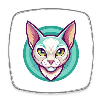Burmilla Chat Race Dessin Animé Kawaii Animal Pet - Magnet carré - blanc - Devant