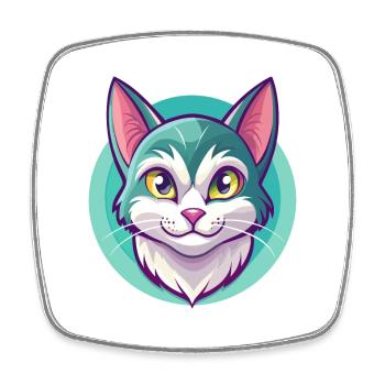 European Shorthair Cat Breed Cartoon Kawaii Animal - Square fridge magnet - white - Front