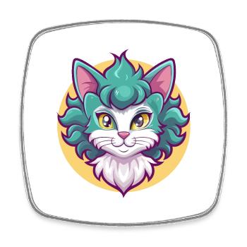 Laperm Chat Race Dessin Animé Kawaii Animal Pet - Magnet carré - blanc - Devant