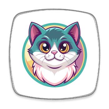 Munchkin Katze Rasse Karikatur Kawaii Tier Haustier - Viereckiger Kühlschrankmagnet - Weiß - Vorne