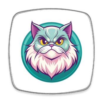 Persische Katze Rasse Cartoon Kawaii Tier Haustier - Viereckiger Kühlschrankmagnet - Weiß - Vorne