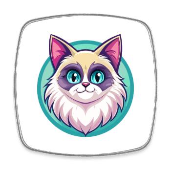 Ragdoll Chat Race Dessin Animé Kawaii Animal Pet - Magnet carré - blanc - Devant
