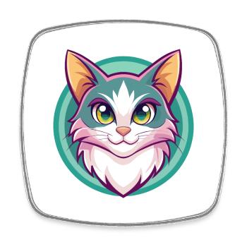 Turc Van Chat Race Dessin Animé Kawaii Animal Pet - Magnet carré - blanc - Devant