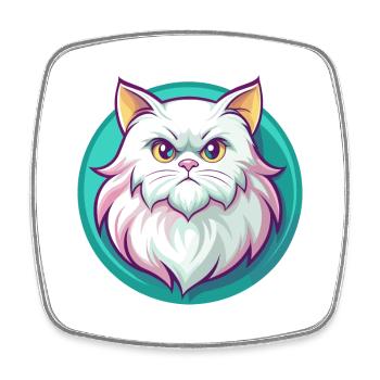Blanc à poil long chat persan race dessin animé Kawaii - Magnet carré - blanc - Devant