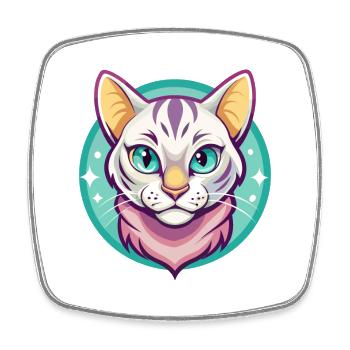 Schnee Bengalen Katze Rasse Karikatur Kawaii Tier Haustier - Viereckiger Kühlschrankmagnet - Weiß - Vorne