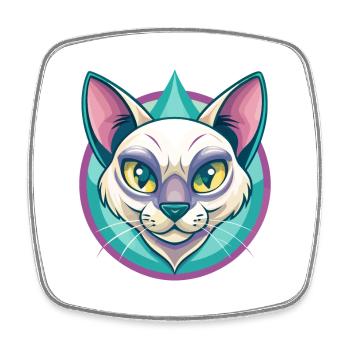 Chat thaïlandais race dessin animé Kawaii Animal Pet - Magnet carré - blanc - Devant
