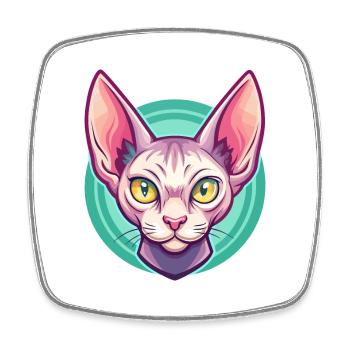 Rouge Devon Rex Chat Race Dessin animé Kawaii Animal Animal Pet - Magnet carré - blanc - Devant