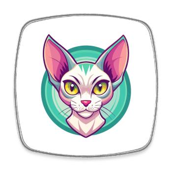 Orientalische Katzenrasse Karikatur Kawaii Tier Haustier - Viereckiger Kühlschrankmagnet - Weiß - Vorne
