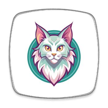 Turkish Angora Cat Breed Cartoon Kawaii Animal Pet - Square fridge magnet - white - Front