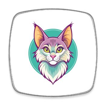 Chat Somali Race Dessin Animé Kawaii Animal Pet - Magnet carré - blanc - Devant