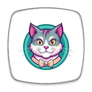 Scottish Shorthair Cat Breed Cartoon Kawaii Animal - Square fridge magnet - white - Front