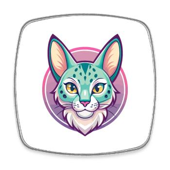 Savannah Katze Rasse Karikatur Kawaii Tier Haustier - Viereckiger Kühlschrankmagnet - Weiß - Vorne