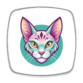 Ocicat Chat Race Dessin Animé Kawaii Animal Animal Pet - Magnet carré - blanc - Devant