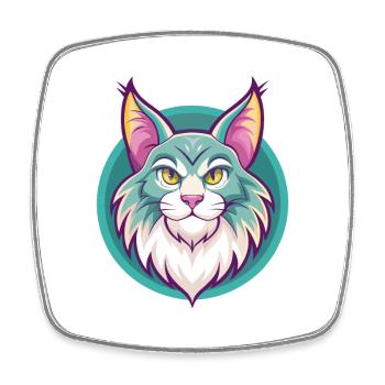 Maine Coon Cat Breed Cartoon Kawaii Animal Pet - Square fridge magnet - white - Front