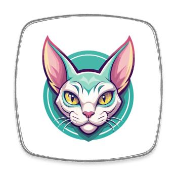 German Rex Cat Breed Cartoon Kawaii Animal Pet - Square fridge magnet - white - Front