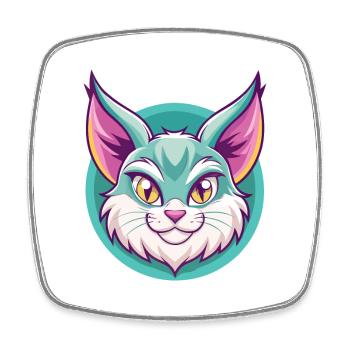 Pixie Bob Cat Breed Cartoon Kawaii Animal Pet - Square fridge magnet - white - Front