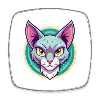 Korat Chat Race Dessin Animé Kawaii Animal Pet - Magnet carré - blanc - Devant