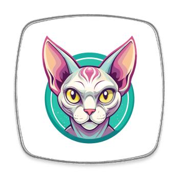 Devon Rex Cat Breed Cartoon Kawaii Animal Pet - Square fridge magnet - white - Front