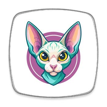 Cornish Rex Katzenrasse Karikatur Kawaii Tier Haustier - Viereckiger Kühlschrankmagnet - Weiß - Vorne