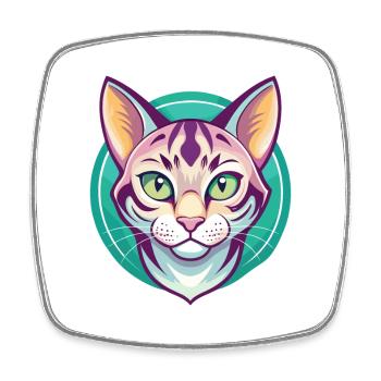 Bengalkatze Rasse Karikatur Kawaii Tier Haustier - Viereckiger Kühlschrankmagnet - Weiß - Vorne