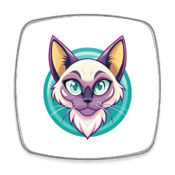 Balinese Cat Breed Cartoon Kawaii Animal Pet - Square fridge magnet - white - Front