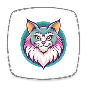German Longhair Cat Breed Cartoon Kawaii Animal - Square fridge magnet - white - Front