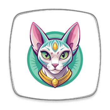 Egyptian Mau Cat Breed Cartoon Kawaii Animal Pet - Square fridge magnet - white - Front