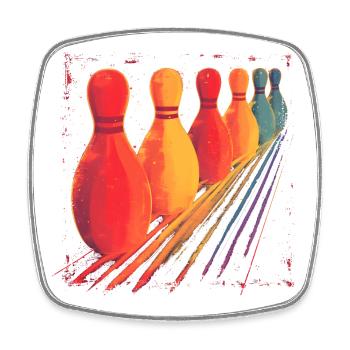 Dessin de bowling à l’ancienne - Magnet carré - blanc - Devant