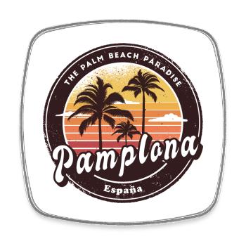 Pamplona Spain palm beach - Square fridge magnet - white - Front