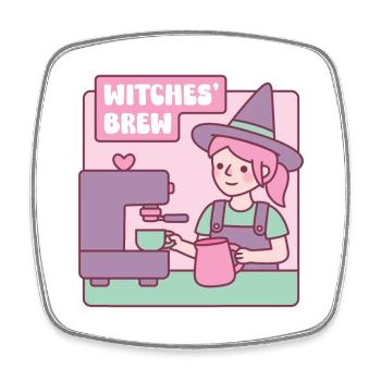 Witch Barista Witches Brew Coffee Funny - Square fridge magnet - white - Front