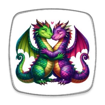 Bunte Drachen fürs Fantasie-Shirt - Viereckiger Kühlschrankmagnet - Weiß - Vorne