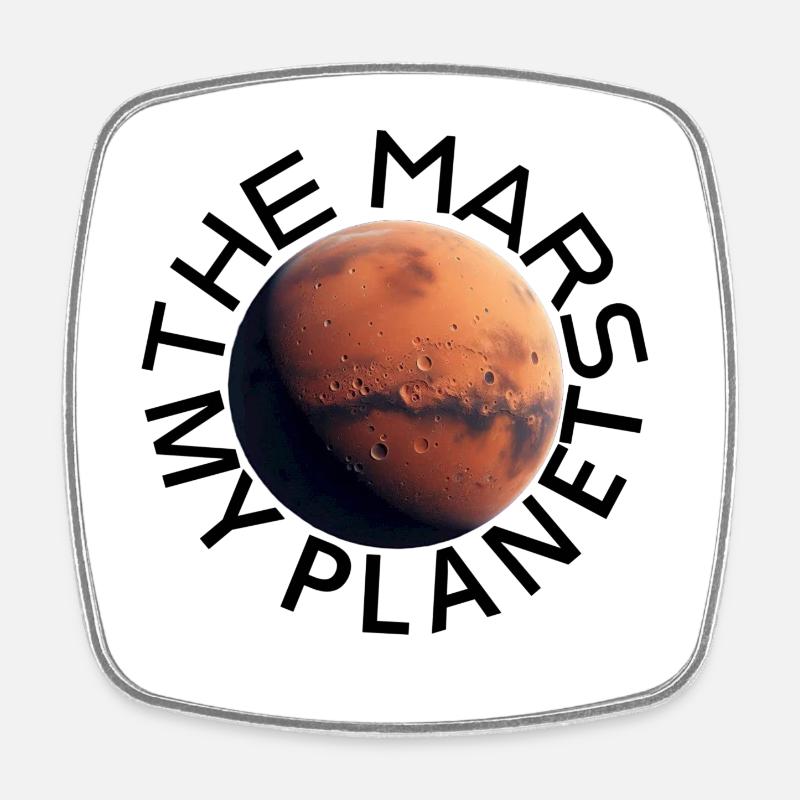 Surface martienne avec cratères - Magnet carré - blanc