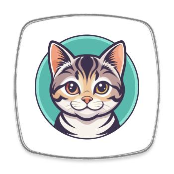 American Shorthair Cat Breed Cartoon Kawaii Animal - Square fridge magnet - white - Front