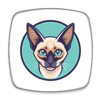 Balinese Cat Breed Cartoon Kawaii Animal Pet - Square fridge magnet - white - Front