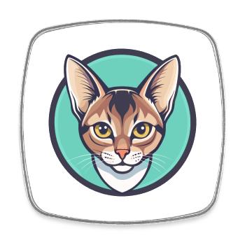 Abessinische Katzenrasse Karikatur Kawaii Tier Haustier - Viereckiger Kühlschrankmagnet - Weiß - Vorne