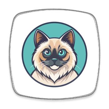 Birma Katze Rasse Karikatur Kawaii Tier Haustier - Viereckiger Kühlschrankmagnet - Weiß - Vorne