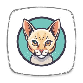 Burmilla Chat Race Dessin Animé Kawaii Animal Pet - Magnet carré - blanc - Devant
