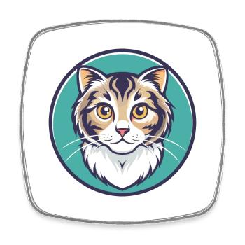 American Curl Chat Race Dessin Animé Kawaii Animal Pet - Magnet carré - blanc - Devant