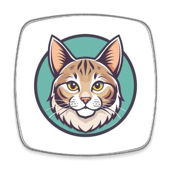 Américain Bobtail Chat Race Dessin Animé Kawaii Animal - Magnet carré - blanc - Devant