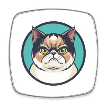 Exotique Shorthair Chat Race Dessin Animé Kawaii Animal - Magnet carré - blanc - Devant