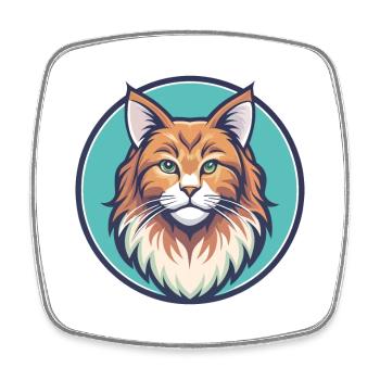 Gingembre Chat à poil long Race Dessin animé Kawaii Animal - Magnet carré - blanc - Devant