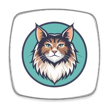 German Longhair Cat Breed Cartoon Kawaii Animal - Square fridge magnet - white - Front