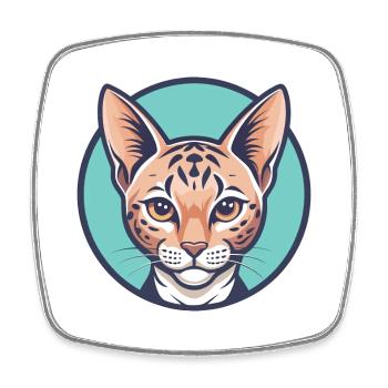 Ocicat Chat Race Dessin Animé Kawaii Animal Animal Pet - Magnet carré - blanc - Devant
