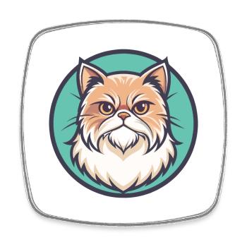 Persische Katze Rasse Cartoon Kawaii Tier Haustier - Viereckiger Kühlschrankmagnet - Weiß - Vorne