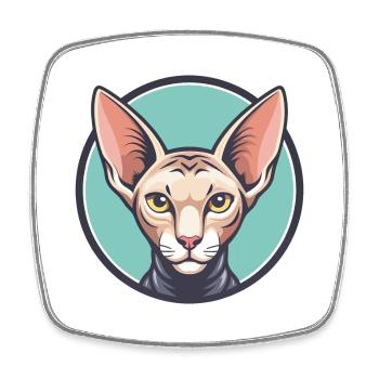 Peterbald Chat Race Dessin Animé Kawaii Animal Pet - Magnet carré - blanc - Devant