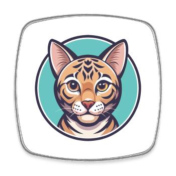 Bengalkatze Rasse Karikatur Kawaii Tier Haustier - Viereckiger Kühlschrankmagnet - Weiß - Vorne