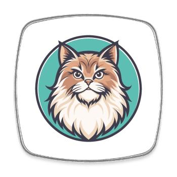 British Longhair Cat Breed Cartoon Kawaii Animal - Square fridge magnet - white - Front